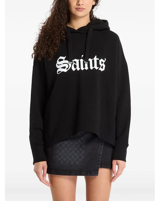 AllSaints Black Logo-Print Hoodie