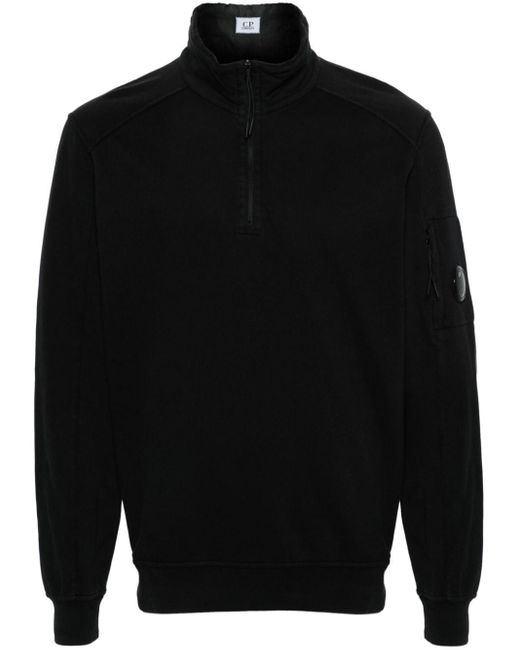 C P Company Black Light-fleece Cotton Sweatshirt for men