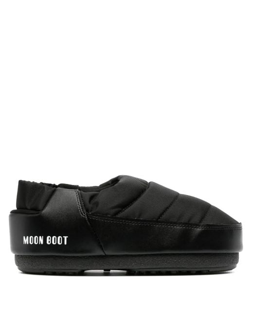 Moon Boot Black Gesteppte Slipper