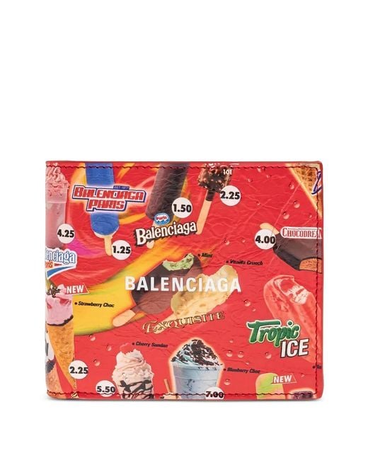 Balenciaga Red Ice Cream Print Wallet for men