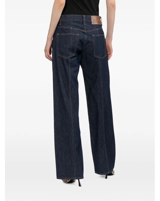 Helmut Lang Blue Jean À Patch Logo Et Détails Dde Couture