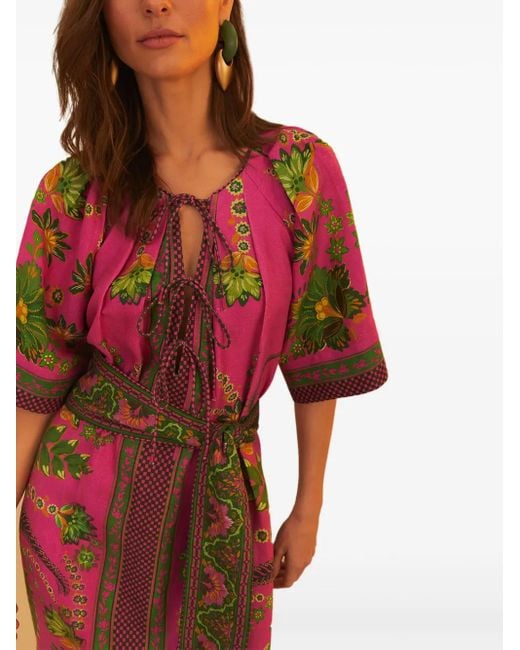 Vestido largo con estampado floral Farm Rio de color Red