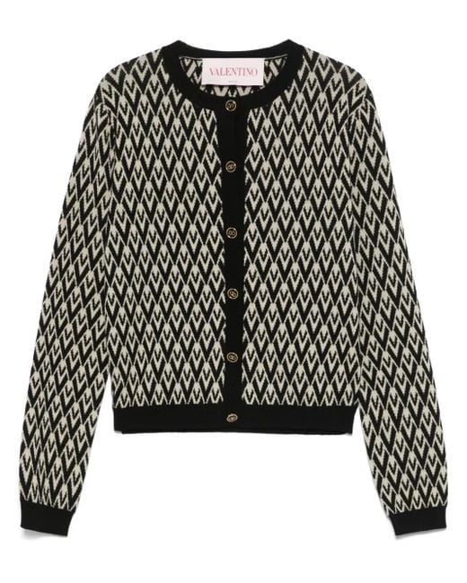 Valentino Garavani Black Toute La V-Jacquard Cardigan