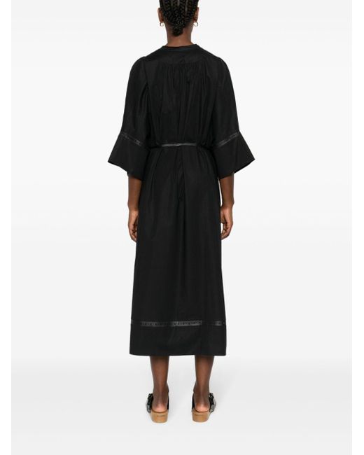 Robe mi-longue à taille ceinturée Yves Salomon en coloris Black
