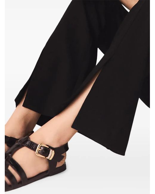 Maje Black Slit-Hem Flared Trousers