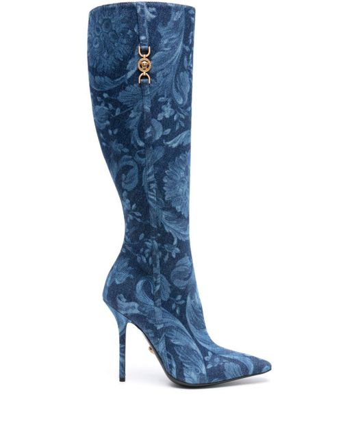 Versace Blue Barocco Medusa '95 120mm Boots