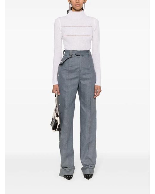 MSGM White Mock-Neck Knitted Top