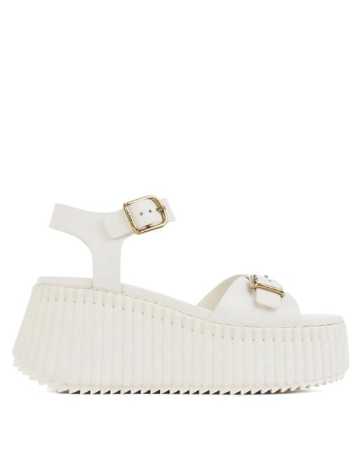 Chloé Natural 80Mm Buckle-Fastening Platform Sandals