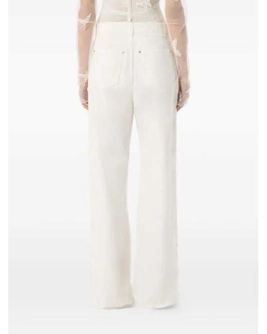 Blumarine White Butterfly Lace Jeans