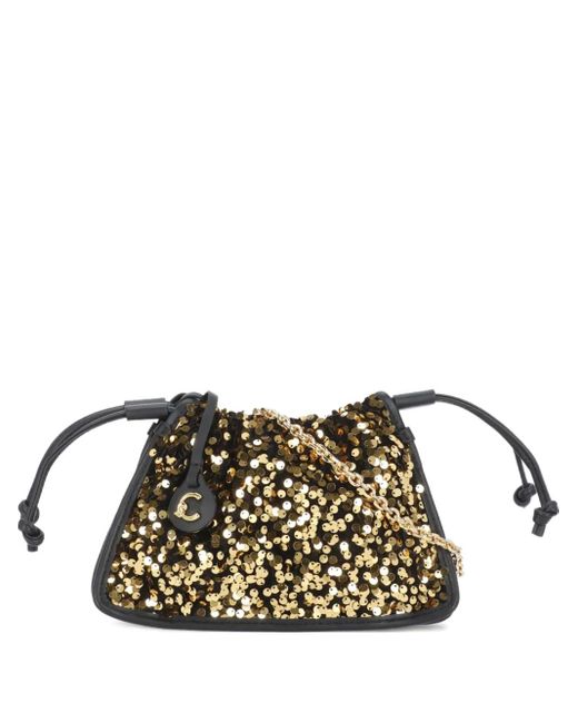 Coccinelle Metallic Sequin-Embellished Drawstring Cross Body Bag