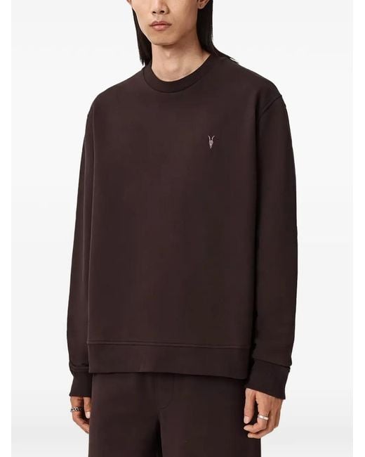 AllSaints Brown Asher Ramskull Logo Sweater for men