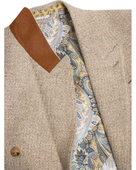 Etro Natural Double Breasted Wool Blazer for men