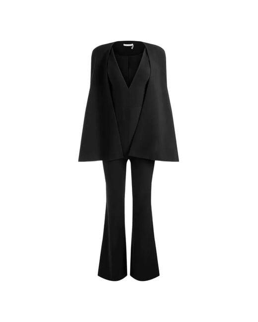 Alice + Olivia Black Nova Deep V-Neck Cape Jumpsuit Set (Set Of Two)