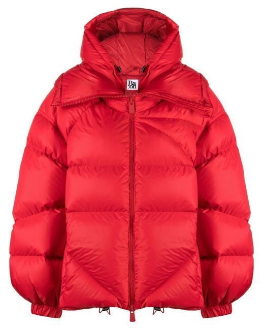 Bacon Double B Hooded Puffer Jacket in Red | Lyst UK