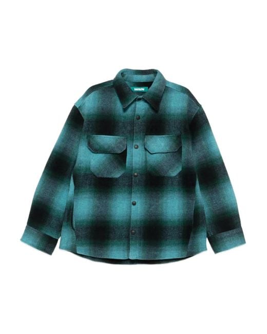 Barrow Green Check-Print Pocket Shirt for men