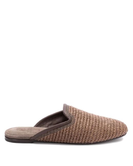 Brunello Cucinelli ウーブン スリッポン Brown