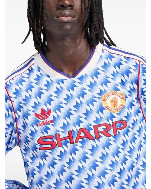 Adidas Blue Manchester United 90 Away Long-Sleeve T-Shirt for men
