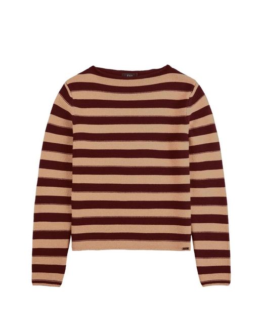 Pull Rayé À Encolure Bateau Fay en coloris Brown