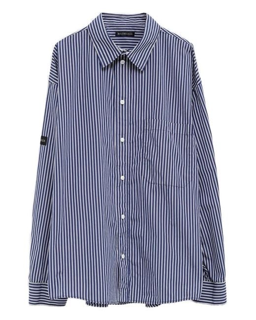 Balenciaga Blue Striped Oversized Shirt for men