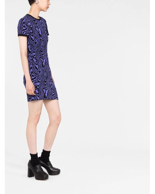 Moschino Blue Swirl-Pattern Knitted Minidress