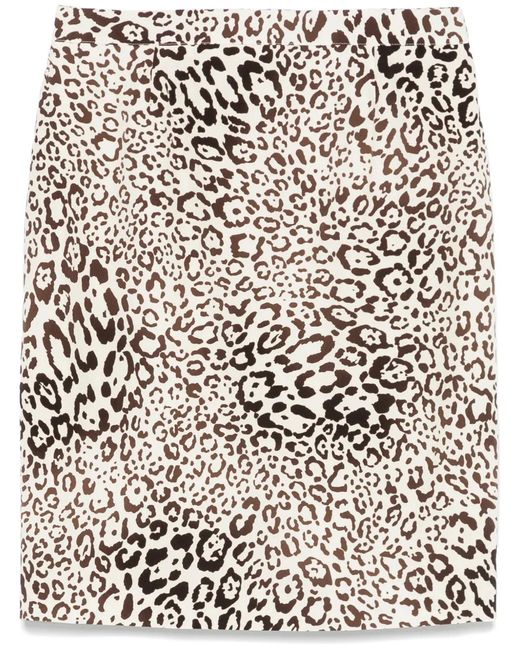 Alessandra Rich Black Leopard-Print Silk Mini Skirt