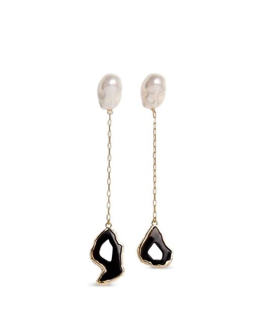 Erdem White Pearl-Detail Stone-Drop Earrings