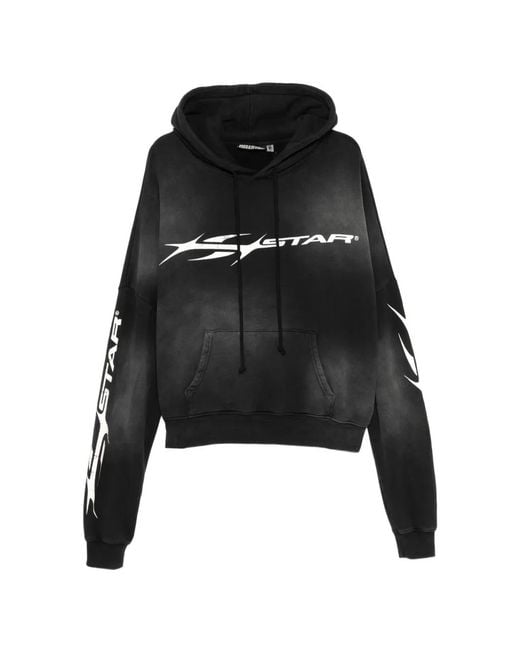 HELLSTAR Black Hstar Graphic Print Hoodie for men