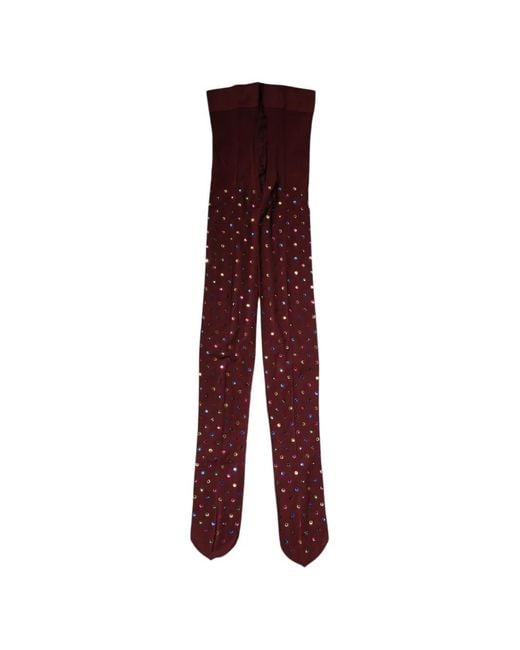Dolce & Gabbana Purple Rhinestone-Embellished Tights