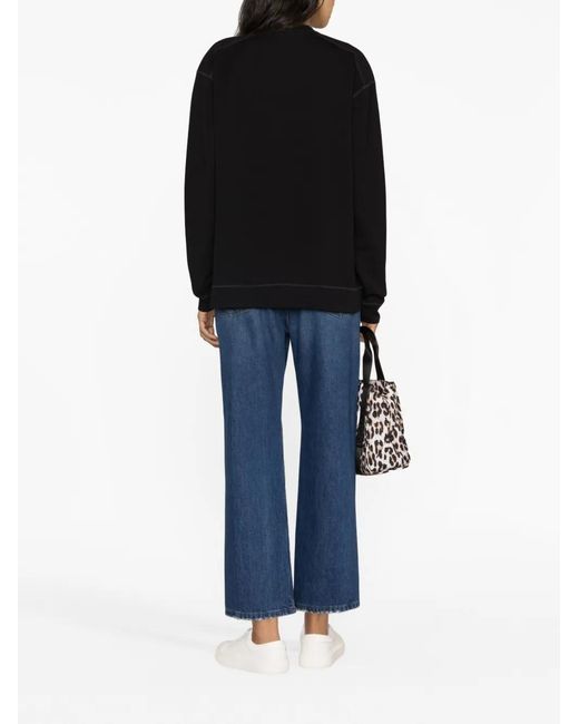 Ganni Black Organic Cotton Crewneck Sweatshirt