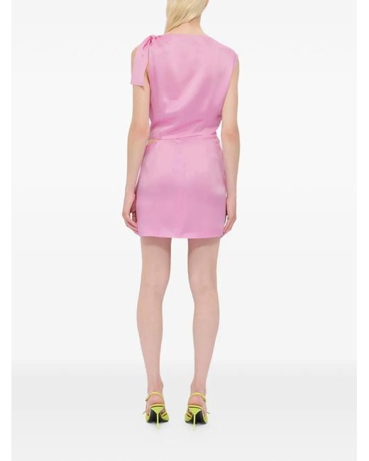 MSGM Pink Tie Detail Mini Dress