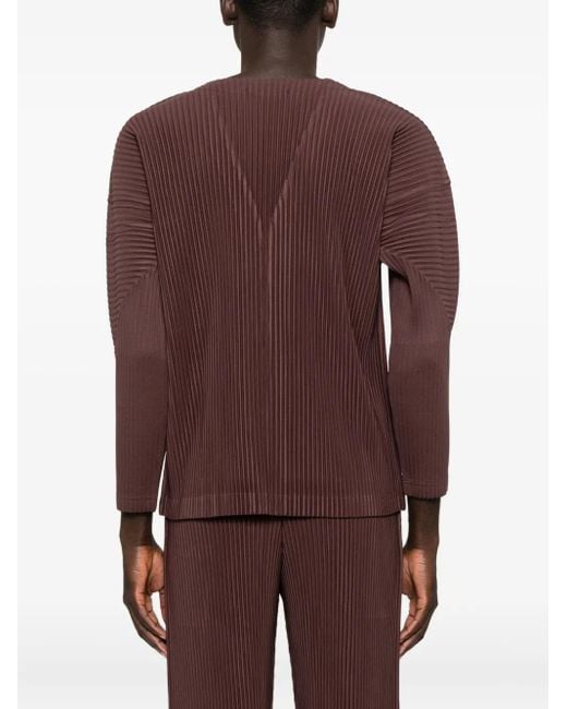 Homme Plissé Issey Miyake Purple Pleated Button Cardigan for men