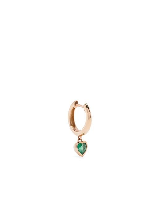SHAY White 18K Heart Emerald Single Huggie