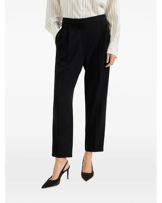 Brunello Cucinelli Black Viscose And Virgin-Wool Tuxedo Trousers
