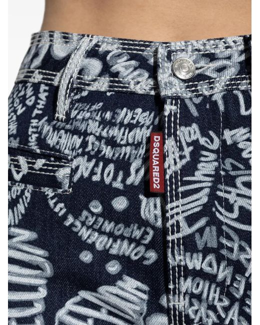 DSquared² Blue Dark Flower Wash Dalma Jeans