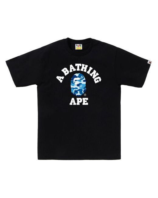 A Bathing Ape Black Abc Camo College Cotton T-shirt for men