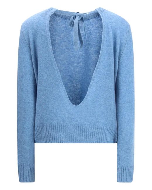 Marni Blue Open-Back Crew-Neck Sweater