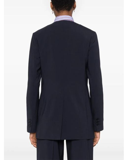 Aspesi Blue Double-Breasted Virgin Wool Blazer