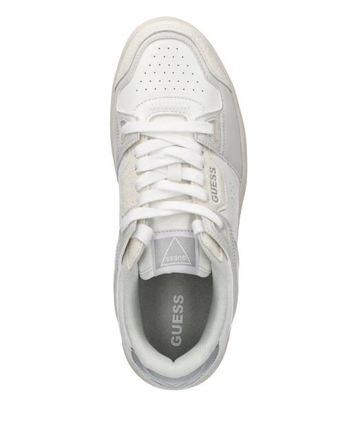 Guess White Perforated Panel Sneakers for men