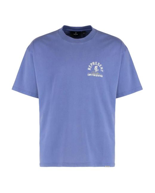 メンズ Represent Logo-print Cotton T-shirt Blue