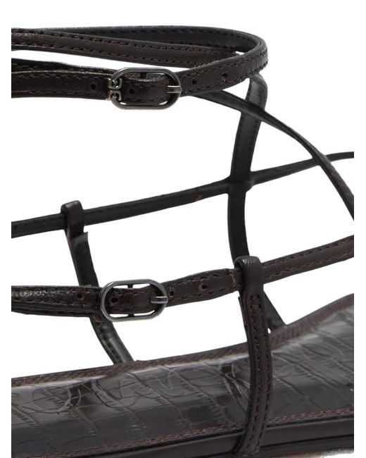 Sam Edelman White Croc-Effect Strappy Sandals