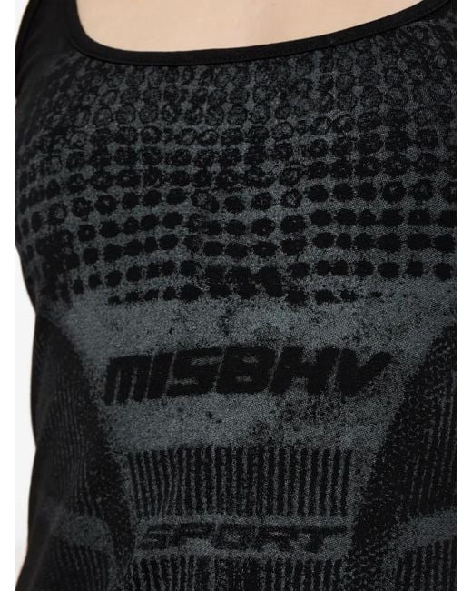 M I S B H V Black Robe Courte En Maille À Logo