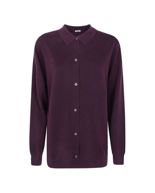 Aspesi Purple Button-Up Wool Cardigan