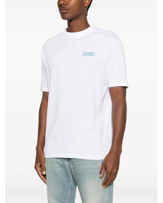 Karl Lagerfeld White Logo-Print T-Shirt for men