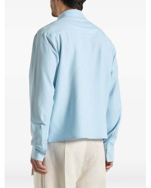 Manière De Voir Blue Chemise À Manches Longues Arlo Rayée for men