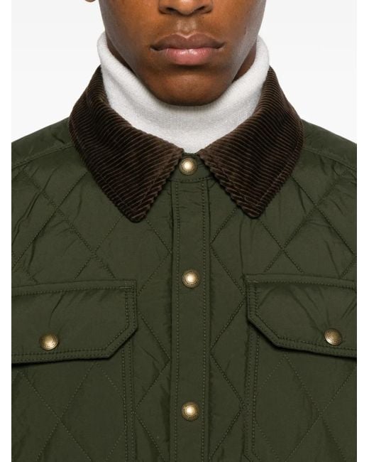 Polo Ralph Lauren Green Quilted Corduroy-Collar Shirt Jacket for men