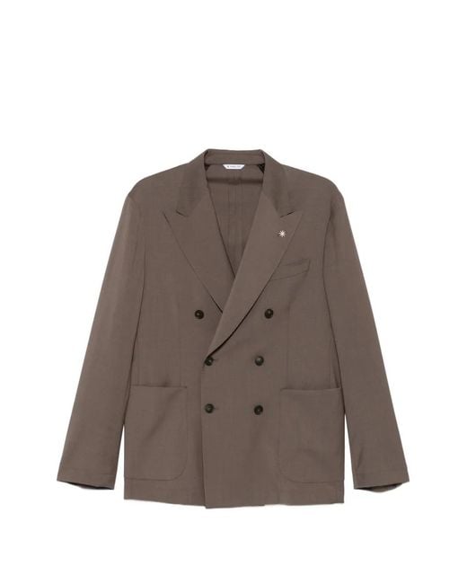 Manuel Ritz Brown Double-Breasted Jacket for men