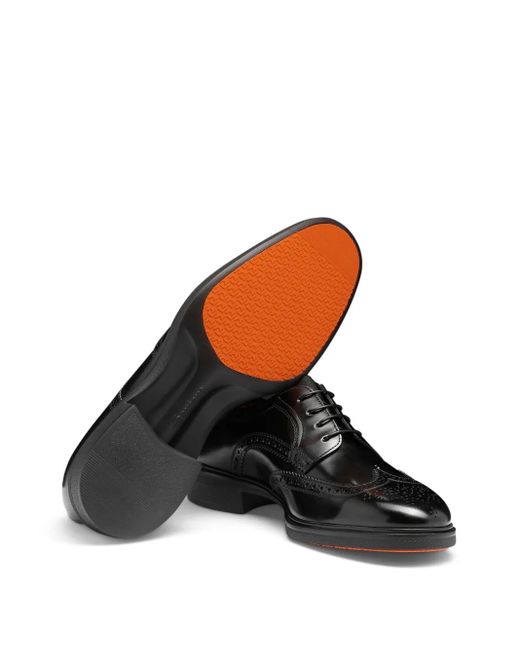 Santoni Black Easy Derby Shoes for men