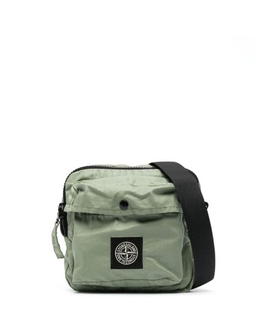Stone Island Green Logo-patch Messenger Bag for men