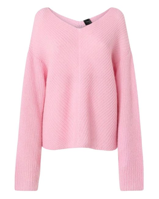 Maglione Con Scollo A V di Pinko in Pink