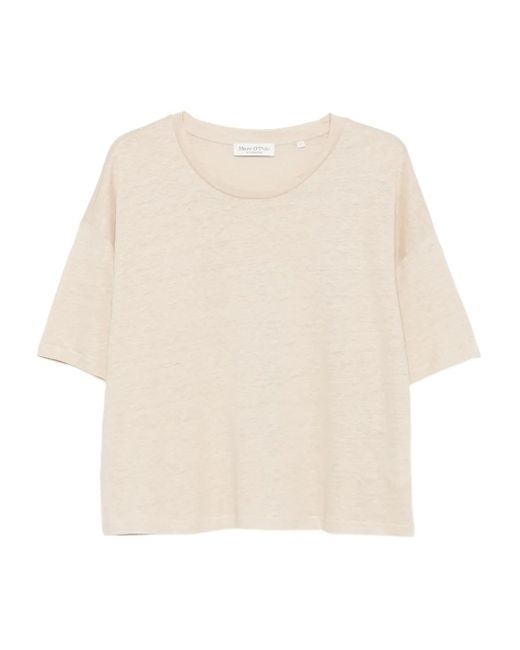 Marc O' Polo White Linen Round-Neck T-Shirt